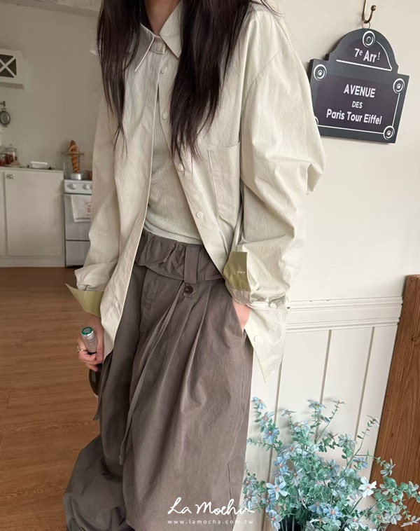 拼色袖單口袋襯衫(闆娘清單)